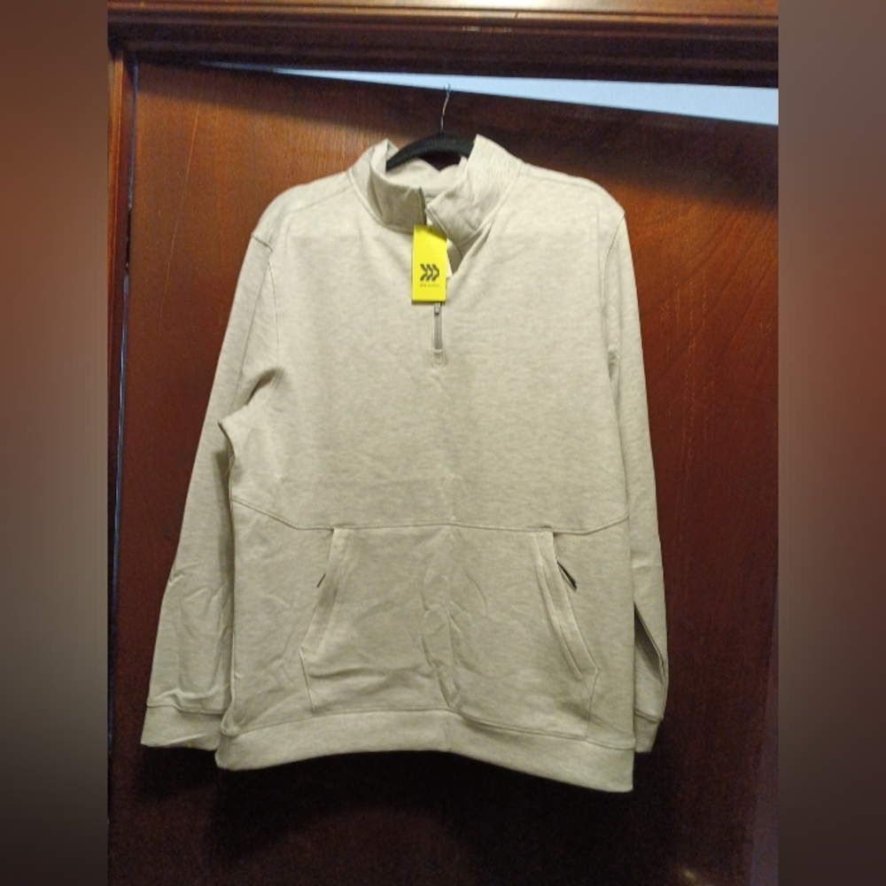 All In Motion  NWT Men's Mesh Spacer 1/2 zip Sweatshirt Large Gray